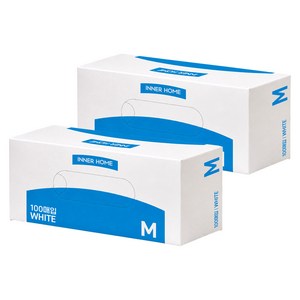 이너홈 니트릴장갑 100p, 화이트, 중(M), 2개