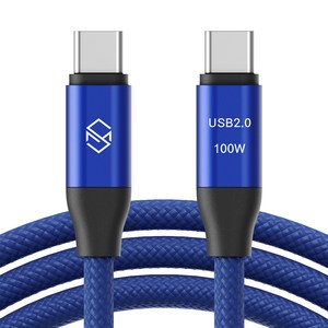 신지모루 E Marker 칩 100W C to C PD 초고속충전 케이블, 0.5m, 블루, 1개
