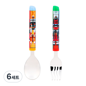 릴팡 아동용 또봇 스핀퍼즐 스푼 + 누들포크 세트, 혼합색상, 스푼 + 포크, 6세트