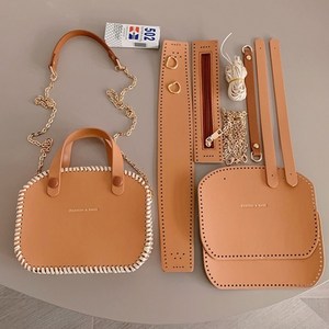 다루미 가죽공예키트 DIY 미니토트백 LS, 1 레드오렌지, 1세트