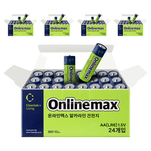 크린랩 온라인맥스 알카라인 AA 건전지, 24개입, 5개