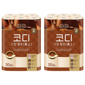 코디 천연펄프 3겹 고창 황토 롤화장지, 30m, 30개입, 2개