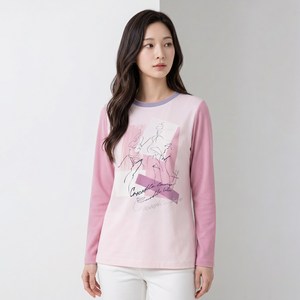 크로커다일레이디 여성용 모던 기하학 프린트 라운드넥 티셔츠 CLDSTS108 골드박스 특가