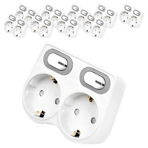 에코파워탭 국내 제조 LED 절전형 L자형 멀티탭 2구 EPM-L402L, 9.1cm, 화이트, 10개