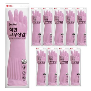 롯데이라이프 착한 고무장갑, 핑크, 특대(XL), 10세트