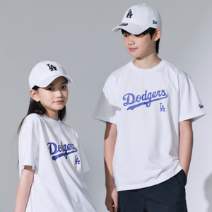 뉴에라 MLB 스크립트 로고 오버핏 반팔 티셔츠 로스엔젤레스 다저스 골드박스 특가