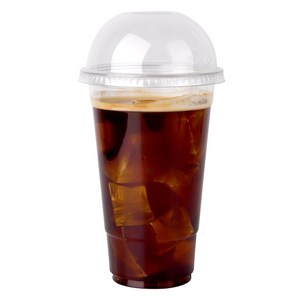 투고팩 투명 PET 아이스컵 + 돔형뚜껑 세트, 50개입, 1세트, 600ml