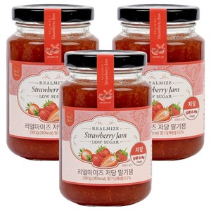 리얼마이즈 저당 딸기잼, 280g, 3개