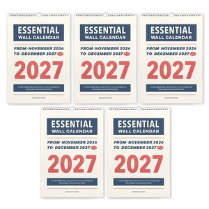 아이코닉 2027 에센셜 벽걸이달력 A3 월 캘린더, 혼합색상, 5개