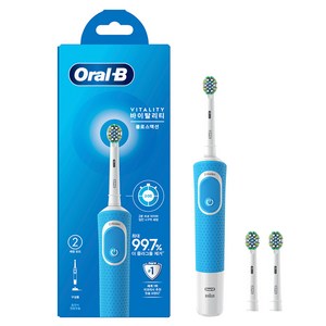 오랄비 바이탈리티 플로스액션 전동칫솔 블루 핸들1p + 칫솔모3p + 충전기, BLUE, 1세트, D100
