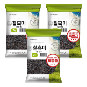 대구농산 건강한밥상 국산 찰진주 특 찰흑미, 2kg, 3개