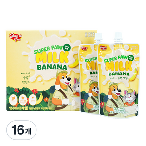 슈퍼포우 강아지 고양이 우유 바나나 듬뿍 펫밀크, 바나나맛, 150ml, 16개