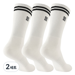 언더테크 에센셜 크루 삭스 3p 세트 UTC813, 아이보리 + 검정, 2세트