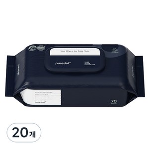 퓨어닷 아기 피부전용 로션 물티슈 캡형, 75g, 70매, 20개