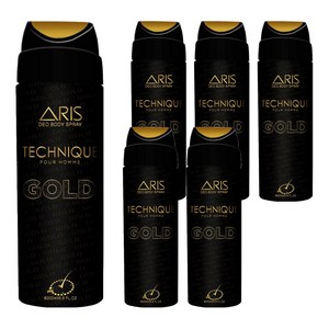 아리스 데오 바디 스프레이 테크닉 골드, 6개, 200ml