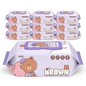 아이러브베베 라인프렌즈 드림브라운 물티슈 캡형, 75g, 77매, 10개