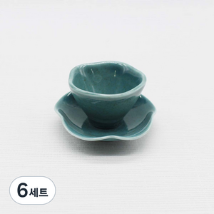 달소금 국산 핸드메이드 도자기 꽃잎 찻잔 세트, 피콕, 6세트