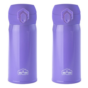 디유 비비드 2중 진공 원터치 보온병, 퍼플, 350ml, 2개