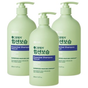 그린핑거 힘센보습 에센셜 샴푸, 500ml, 3개