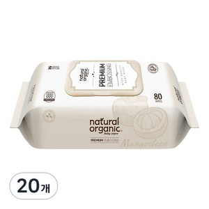 네츄럴오가닉 프리미엄 엠보싱 유아물티슈 캡형, 70g, 80매, 20세트