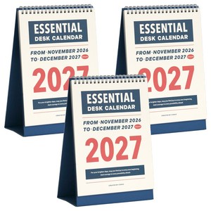 아이코닉 2027 에센셜 탁상 달력 데스크 캘린더, 혼합색상, 3개