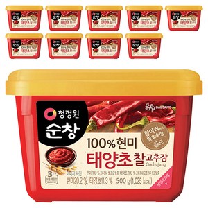 청정원순창 100% 현미 태양초 찰고추장, 500g, 10개