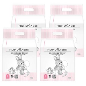 모모래빗 에코씽씽 오리지널 팬티기저귀 여아용, 대형(L), 104매