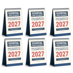 아이코닉 2027 에센셜 탁상 달력 데스크 캘린더, 혼합색상, 6개