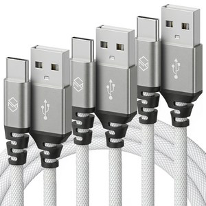 신지모루 메쉬 C타입 고속충전 케이블, 1m, 화이트, 3개