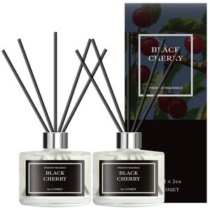 코멧 디퓨저 200ml 2개 + 섬유스틱 10개 세트, 블랙체리