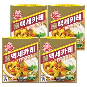 오뚜기3분 백세카레 약간매운맛, 4개, 200g