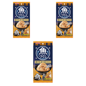 이나바 고양이 생선 가득 파우치, 혼합맛(참치/가다랑어/닭가슴살), 180g, 3개