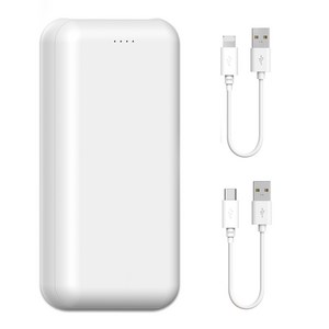 hamada 듀얼 보조배터리 20000mAh +C타입 숏케이블 + 8핀 숏케이블, PR-PE20000-1, 화이트