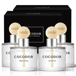 코코도르 우드볼 차량용 디퓨저 50ml 2개입, 블랙체리 + 에이프릴프레쉬, 2개