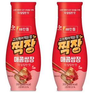 해찬들 찍장 매콤쌈장 튜브형, 300g, 2개