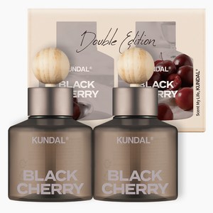쿤달 퍼퓸 차량용 방향제 75ml 본품 2p + 우드볼 스틱 2p 세트, 블랙체리, 1세트