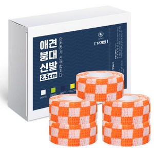 딩동펫 자가접착 애견 붕대신발, 체크오렌지, 12개