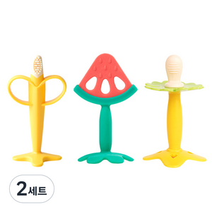 베이비앤아이 유아용 실리콘 과일치발기 3종 + 케이스 세트, 노리개 + 수박 + 바나나 + 케이스, 노리개, 수박, 바나나, 2세트