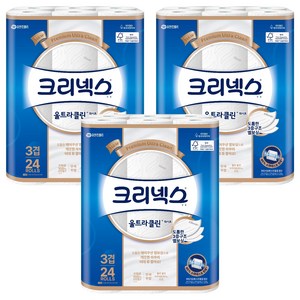 크리넥스 울트라클린 화이트, 25m, 24개입, 3개