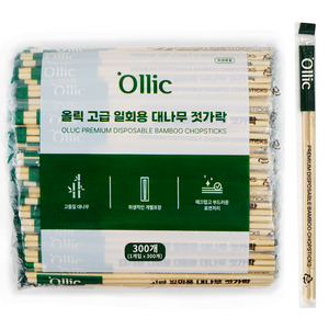 올릭 고급 일회용 대나무 젓가락, 300개입, 1개