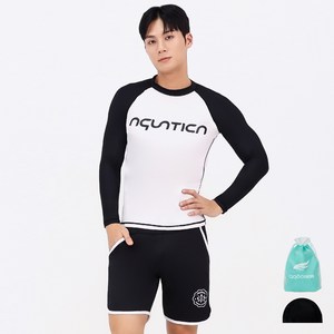 아쿠아티카 남성용 상의 + 트렁크 반바지 래쉬가드 세트 AQAMTS23011