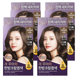 려 우아채 영양 새치염색, 5N자연갈색, 4개
