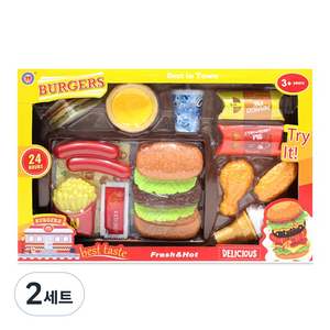 키드존 햄버거 가게 소꿉놀이 세트, 혼합색상, 2세트