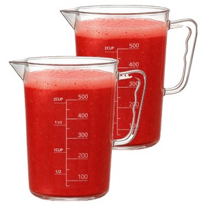 리빙메이커 업소용 PC비커 가벼운 워터포트 물 피쳐 계량컵, 투명, 500ml, 2개
