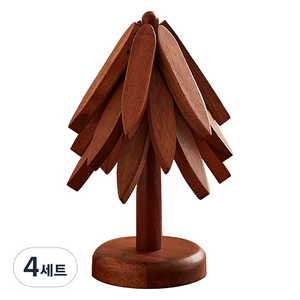 바른리빙 원목 트리 냄비받침, 4세트