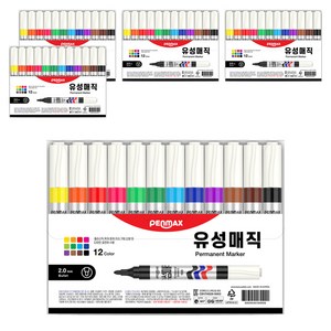 펜맥스 유성매직 108 12색, 혼합색상, 5세트