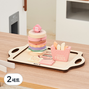 키앤비 우든 수제버거 만들기 트레이 세트, 2세트, 혼합색상