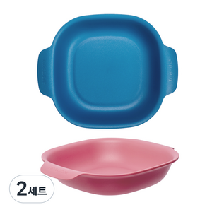 나인웨어 국산 프렌즈 사각 샐러드볼 2P, 블루+핑크, 2세트