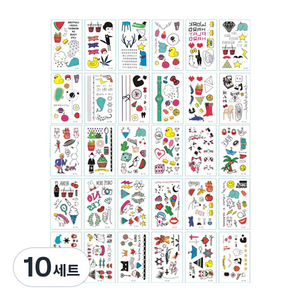 시나몬걸 컬러 타투스티커 30종 세트, J-컬러풀, 10세트