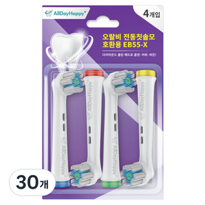 올데이해피 오랄비 전동칫솔 호환용 칫솔모 화이트 4p, 30개, EB55-X